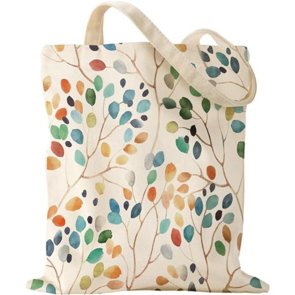 Canvas Tote Bag - Sturdy Cloth Cotton Totes Bag with Pattern Shoulder Bag